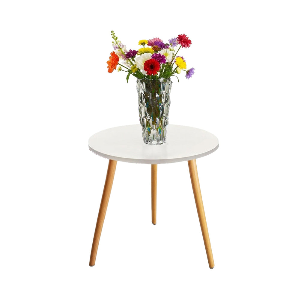 SOGA Home & Living Bundle – White Side Coffee Table & Clear Glass Vase for Modern Home Decor-0