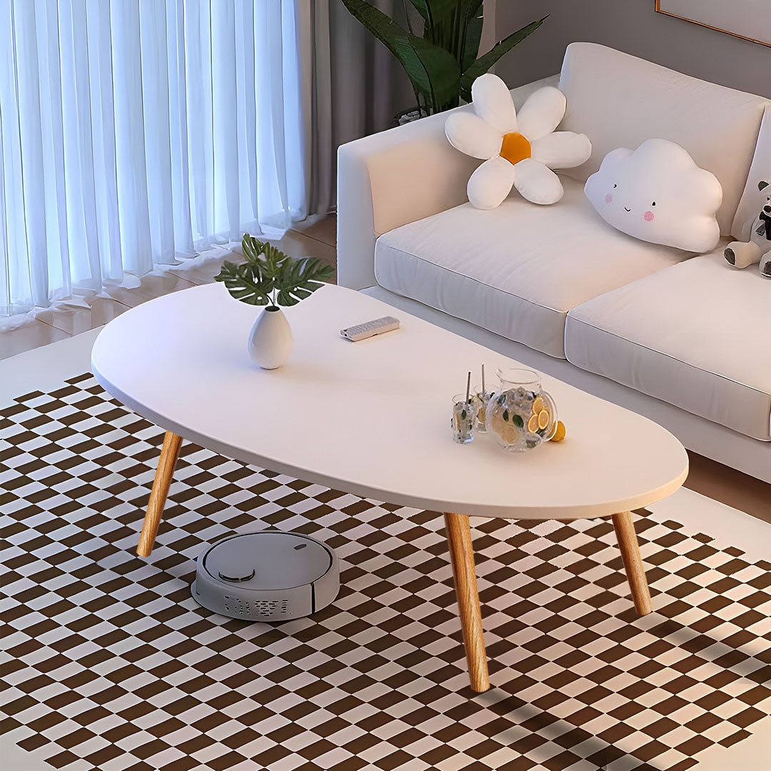 SOGA 80x40cm White Living Room Nordic  Coffee Table Simple Modern Home Style-1