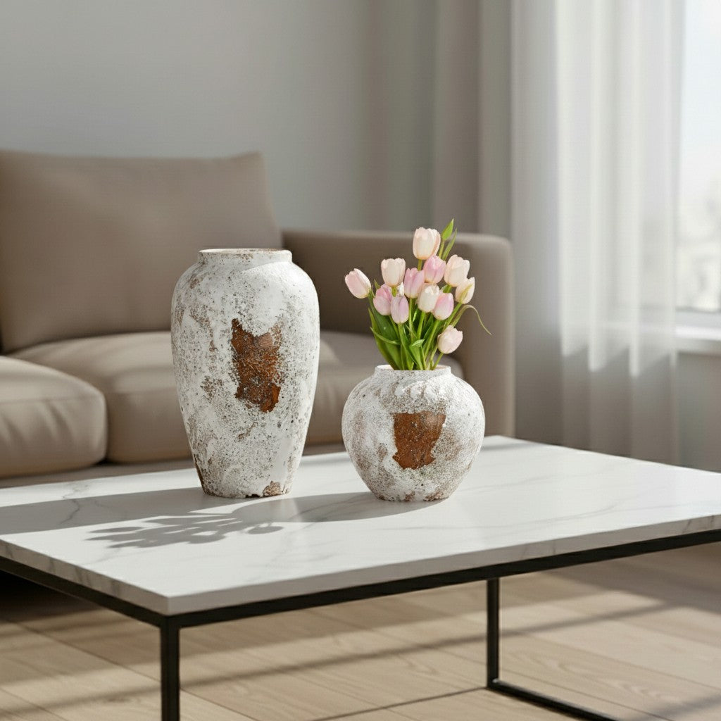SOGA Home & Living Bundle – Gradient White Ceramic Flower Vases for Elegant Home Decor-1