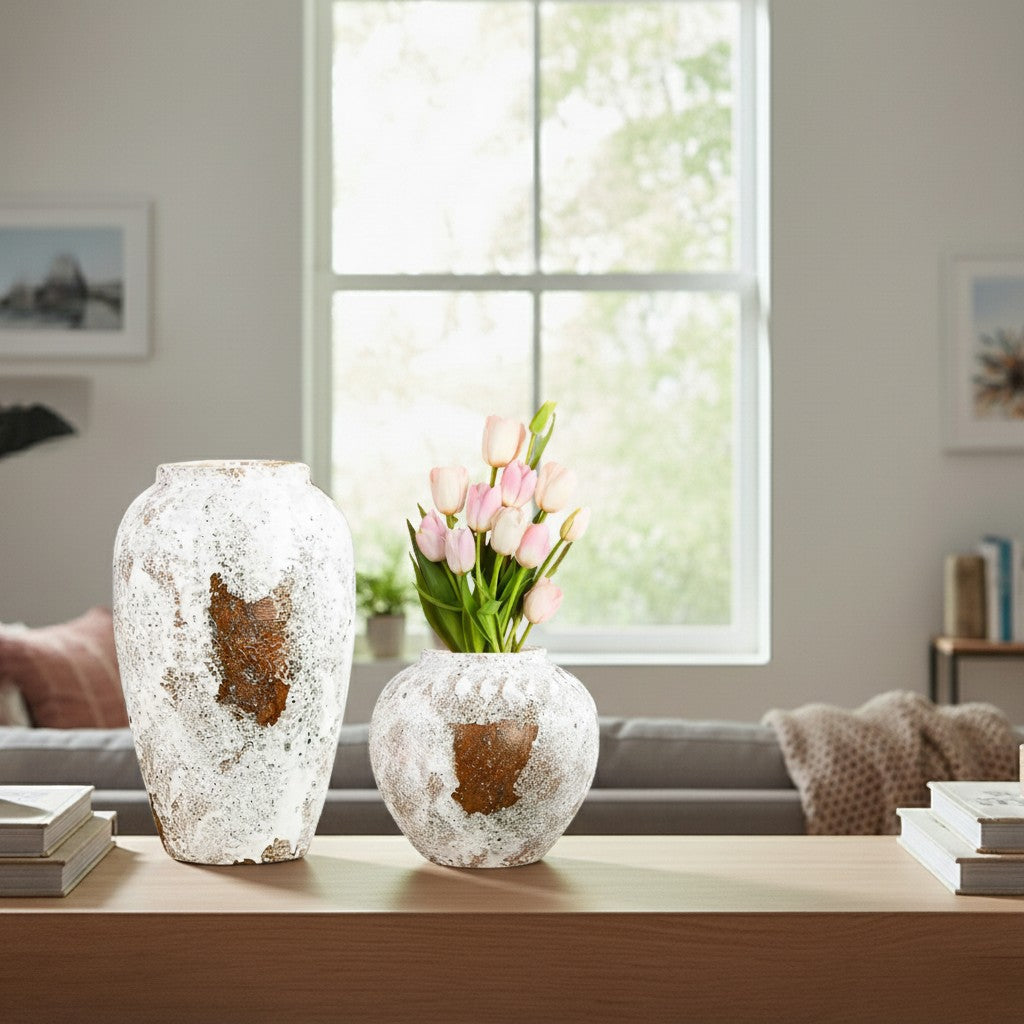 SOGA Home & Living Bundle – Gradient White Ceramic Flower Vases for Elegant Home Decor-2