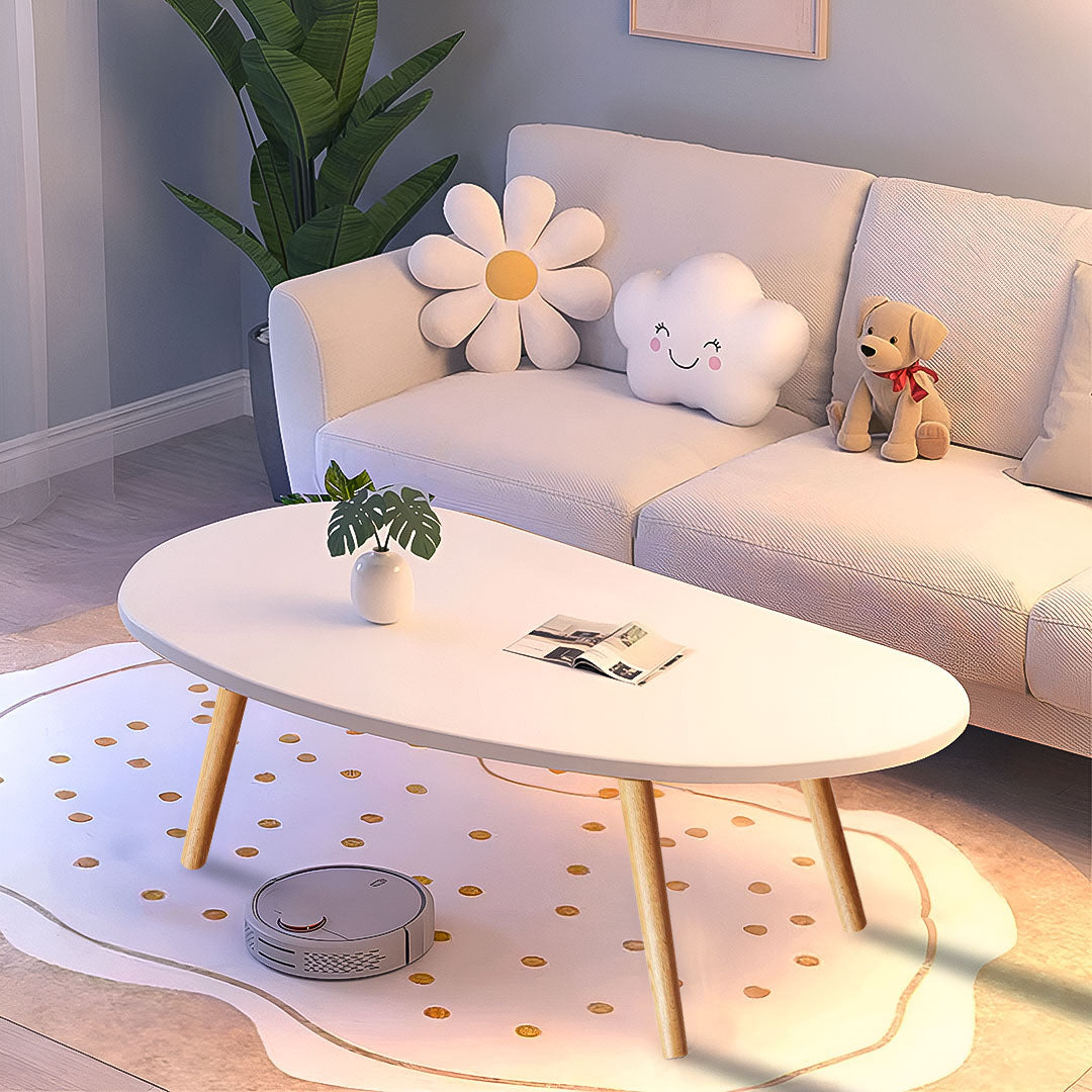 SOGA 80x40cm White Living Room Nordic  Coffee Table Simple Modern Home Style-3