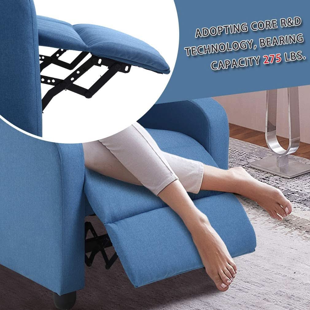 Blue Fabric Recliner Chair For Living Room Home Theater-2