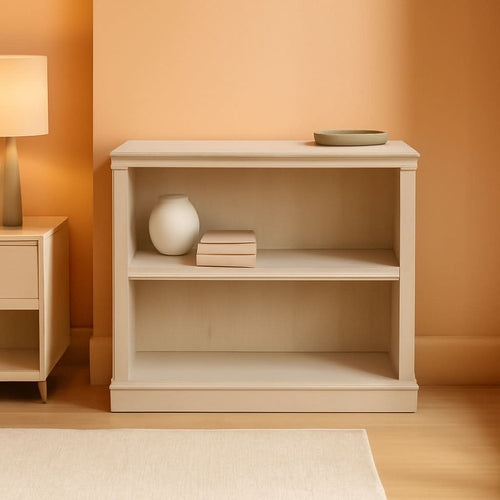 2 Tier Wooden Bookcase Chalked Chestnut Finish Multipurpose For Home Office Living Room-0