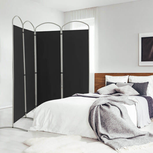 6.2Ft Folding 4-Panel Room Divider for Home Office Living Room-Black-0