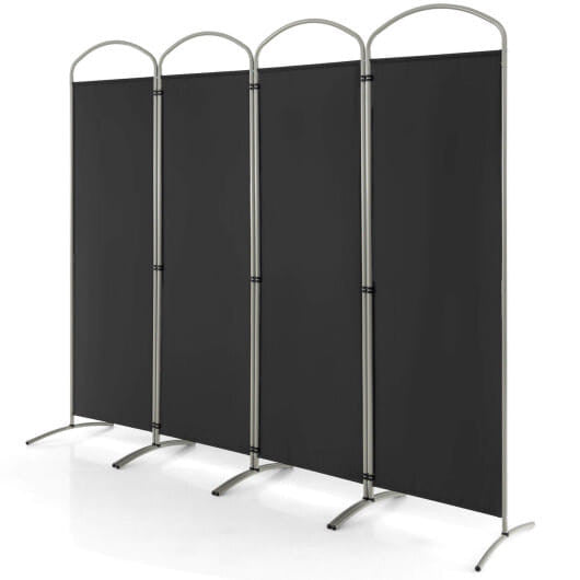 6.2Ft Folding 4-Panel Room Divider for Home Office Living Room-Black-2