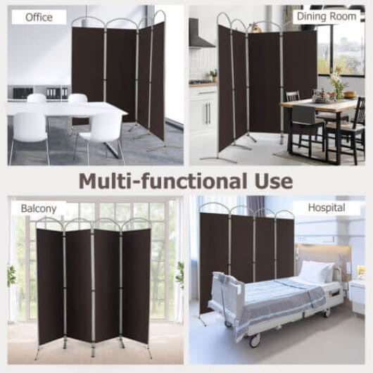 6.2Ft Folding 4-Panel Room Divider for Home Office Living Room-Black-6