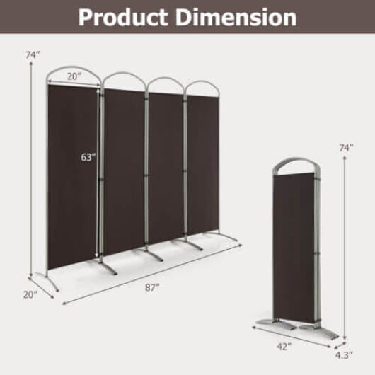 6.2Ft Folding 4-Panel Room Divider for Home Office Living Room-Black-8