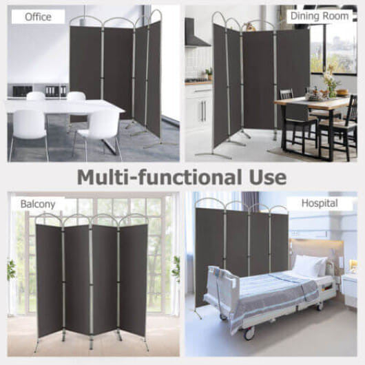 6.2Ft Folding 4-Panel Room Divider for Home Office Living Room-Black-11