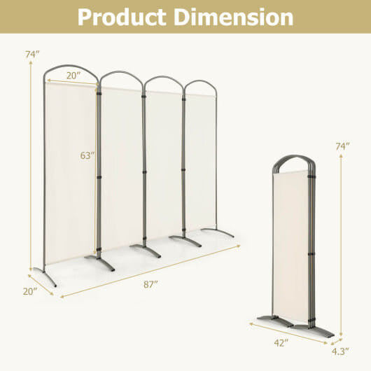 6.2Ft Folding 4-Panel Room Divider for Home Office Living Room-Black-18