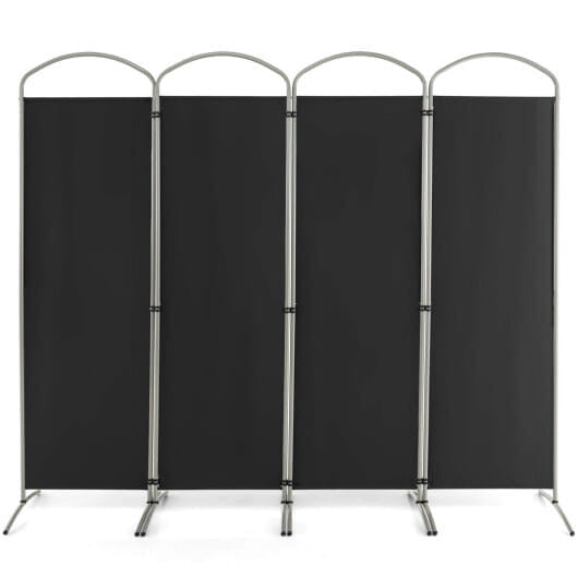 6.2Ft Folding 4-Panel Room Divider for Home Office Living Room-Black-19