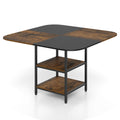 47.5 inch Modern Dining Table  Square Kitchen Table with Mix-colored Tabletop-Rustic Brown-0