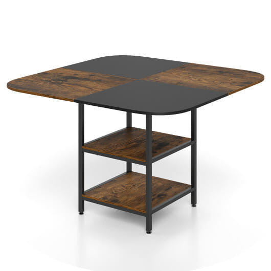 47.5 inch Modern Dining Table  Square Kitchen Table with Mix-colored Tabletop-Rustic Brown-0