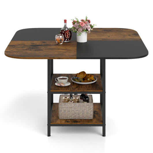 47.5 inch Modern Dining Table  Square Kitchen Table with Mix-colored Tabletop-Rustic Brown-1