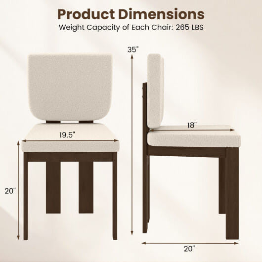 Wooden Dining Chair Set of 2 with Rubber Wood Leg for Home Office Living Room-Brown-0