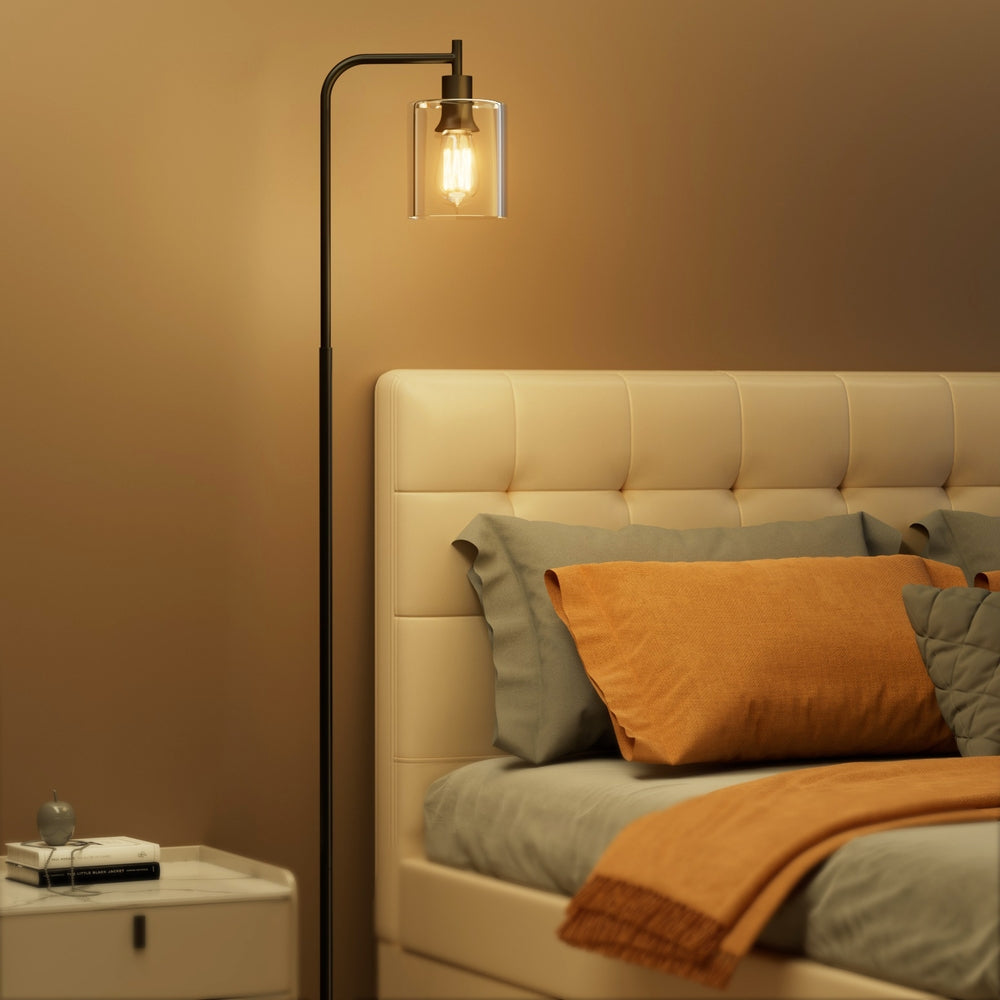 NNEDSZ Floor Lamp Light Stand Modern Home Living Room Office Reading Glass Shade Black-3
