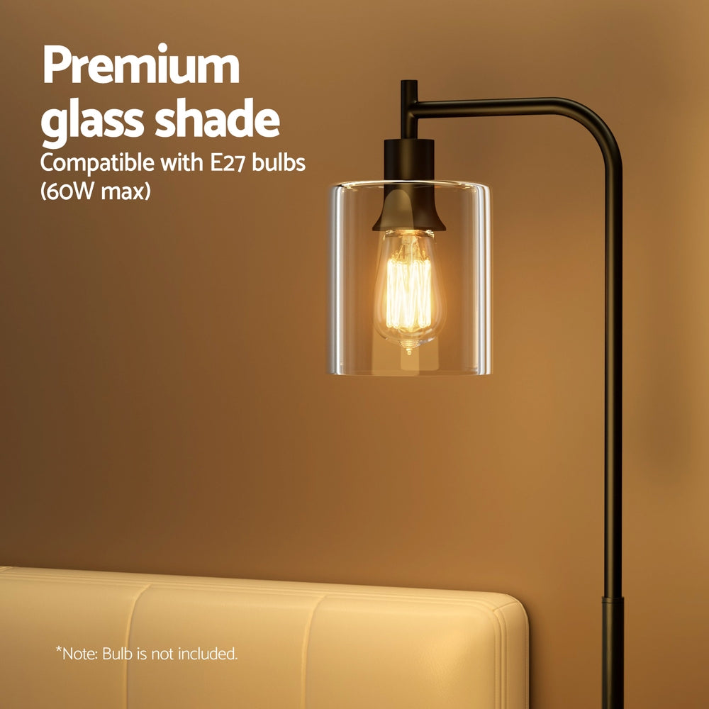 NNEDSZ Floor Lamp Light Stand Modern Home Living Room Office Reading Glass Shade Black-4