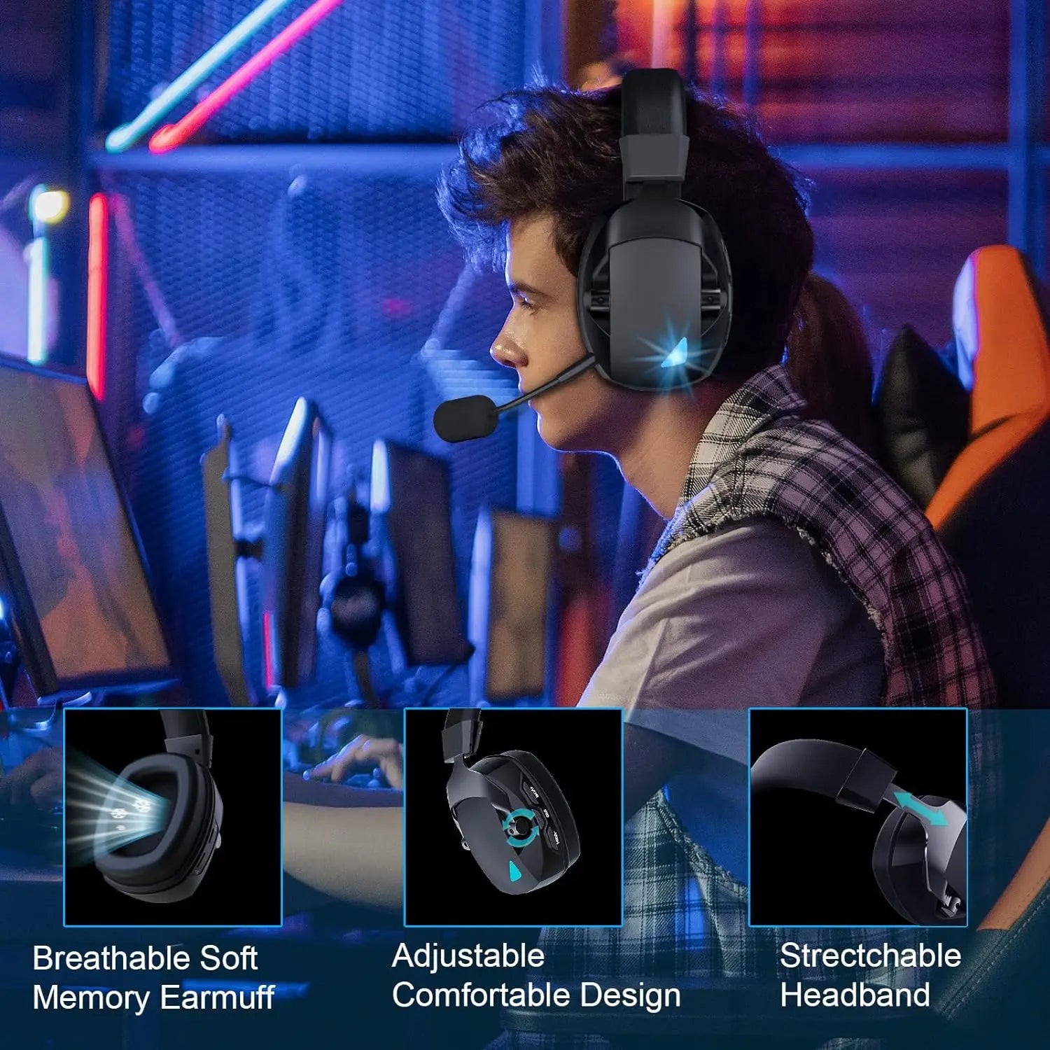NNEOBA 2.4GHz Wireless Gaming Headset