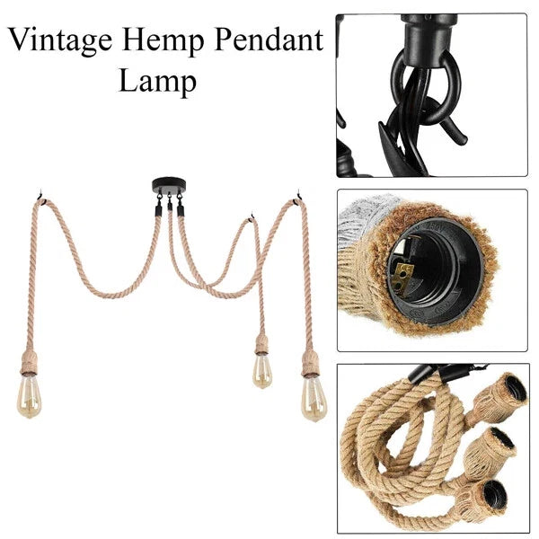 Vintage Hemp Rope Spider Pendant Light Multi-Head E27~ 3705-2